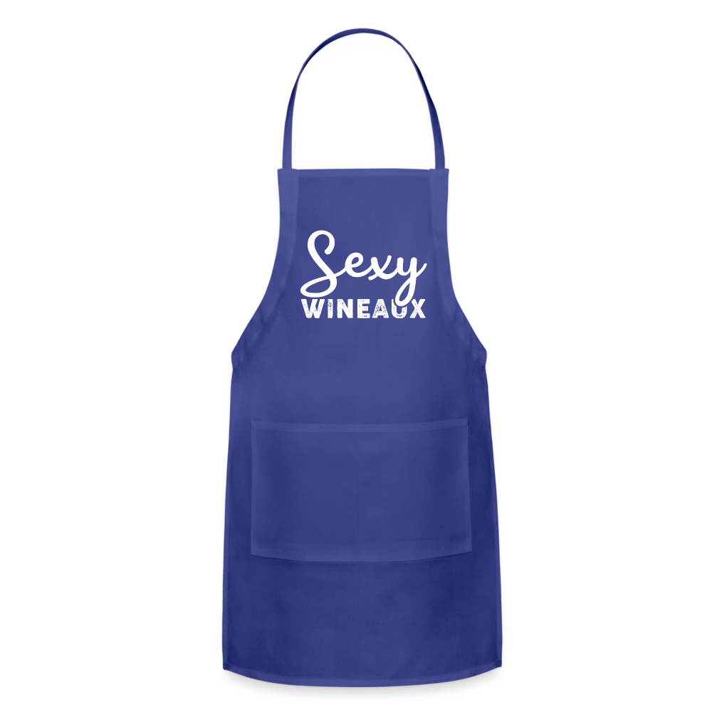 Sexy Wineaux Adjustable Apron - royal blue