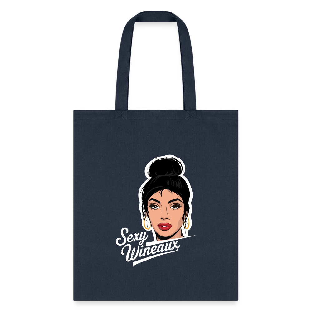 Sexy Wineaux Graphic Tote Bag - navy