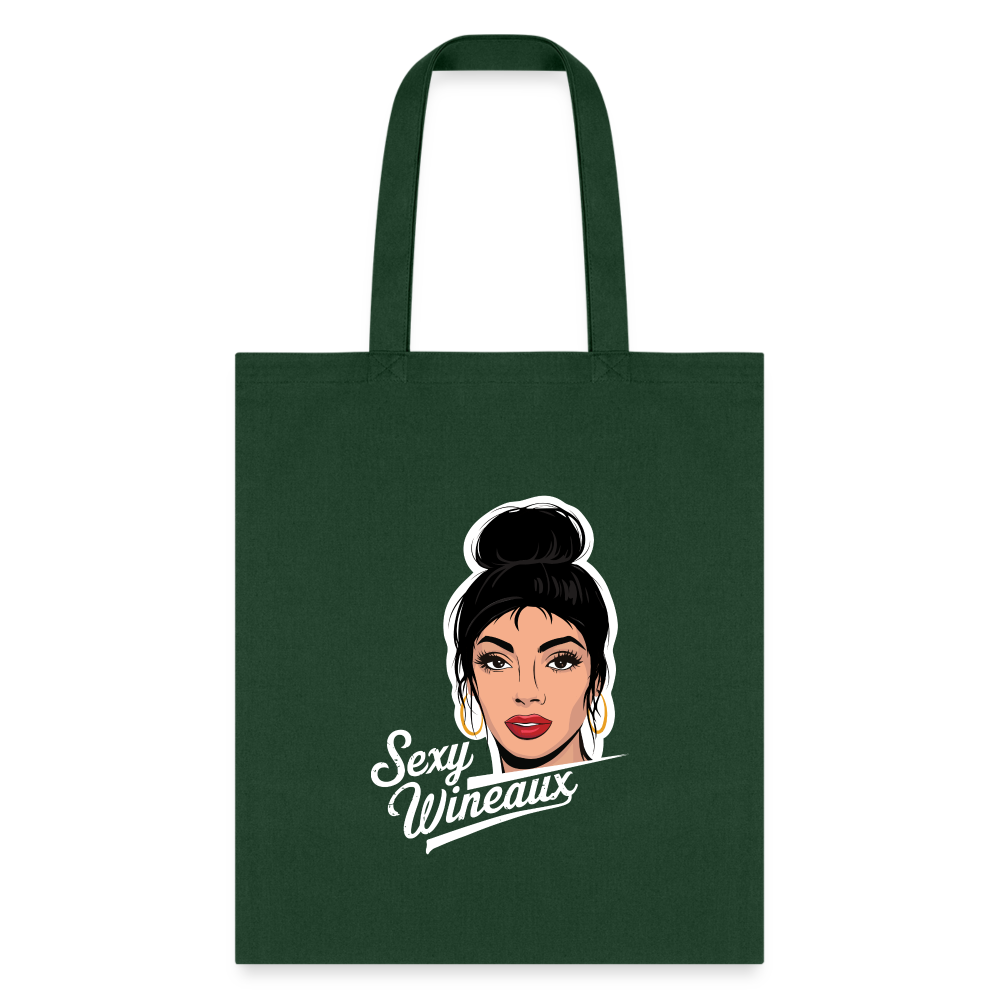 Sexy Wineaux Graphic Tote Bag - forest green