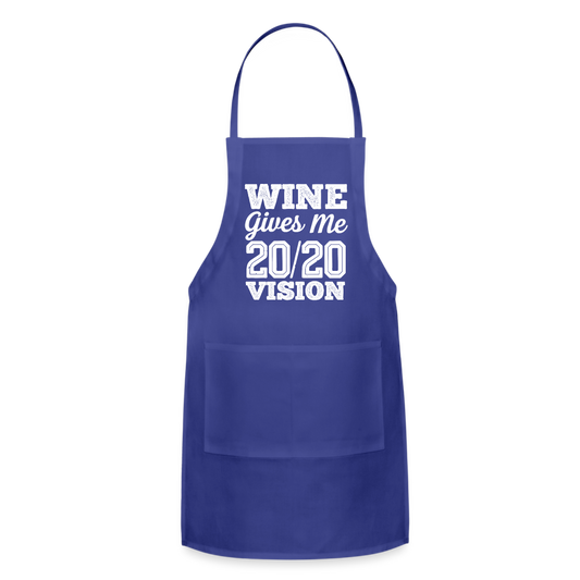 Wine Gives Me 20/20 Adjustable Apron - royal blue