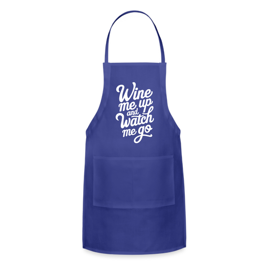 Wine Me up and Watch Me Go Adjustable Apron - royal blue