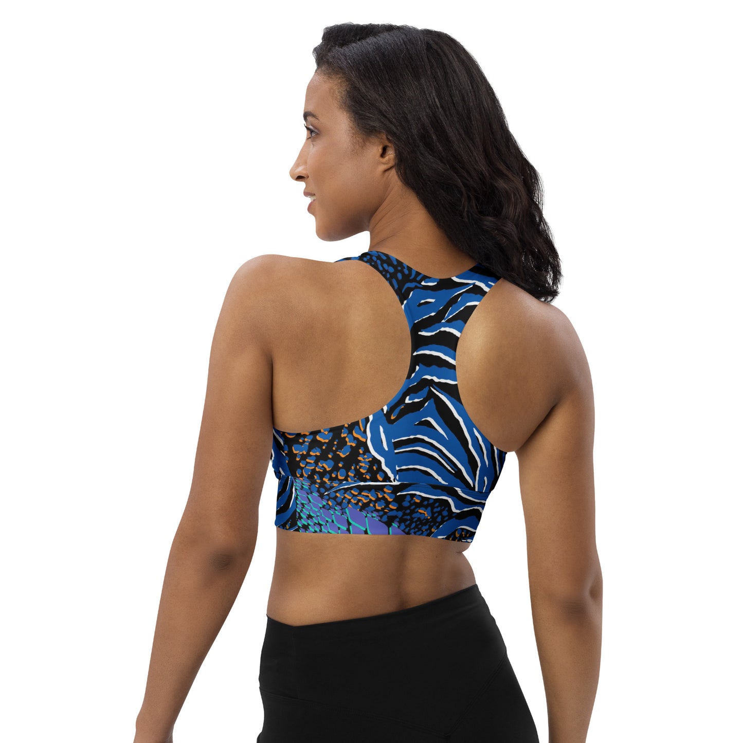 Blue Leopard Longline sports bra