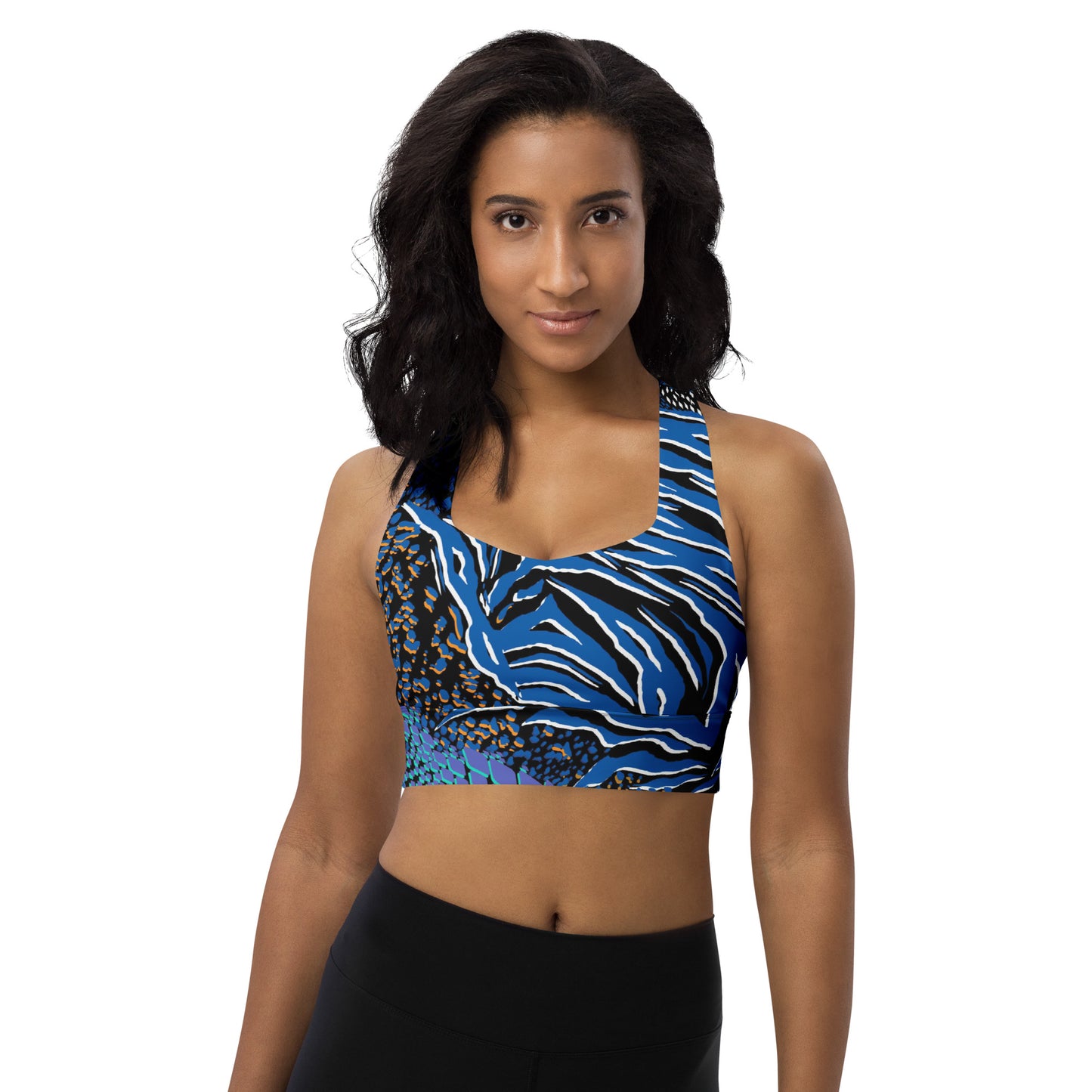 Blue Leopard Longline sports bra