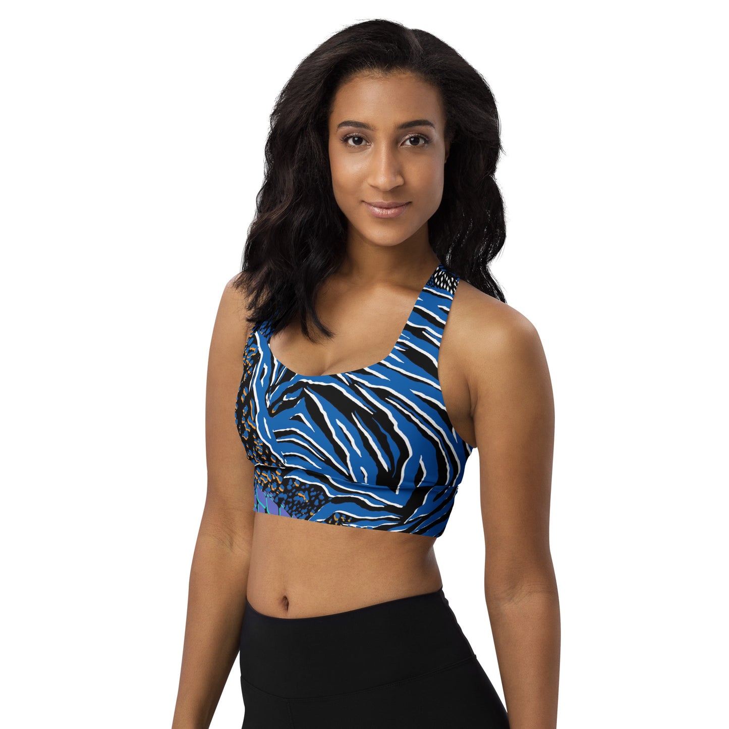 Blue Leopard Longline sports bra