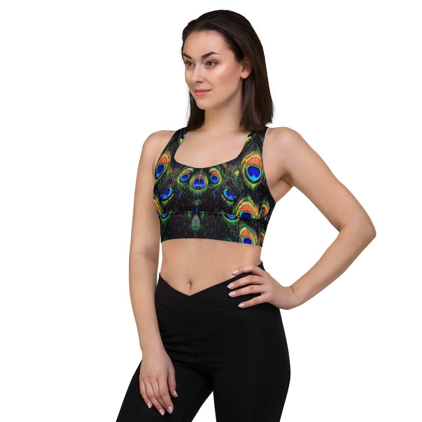 Exotic Peacock Longline sports bra