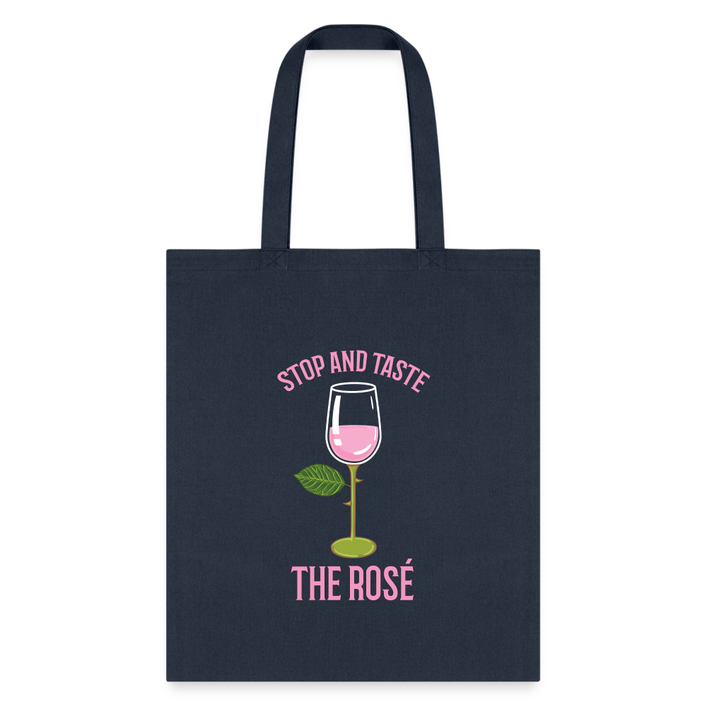 Stop and Taste the Rose Tote Bag - navy