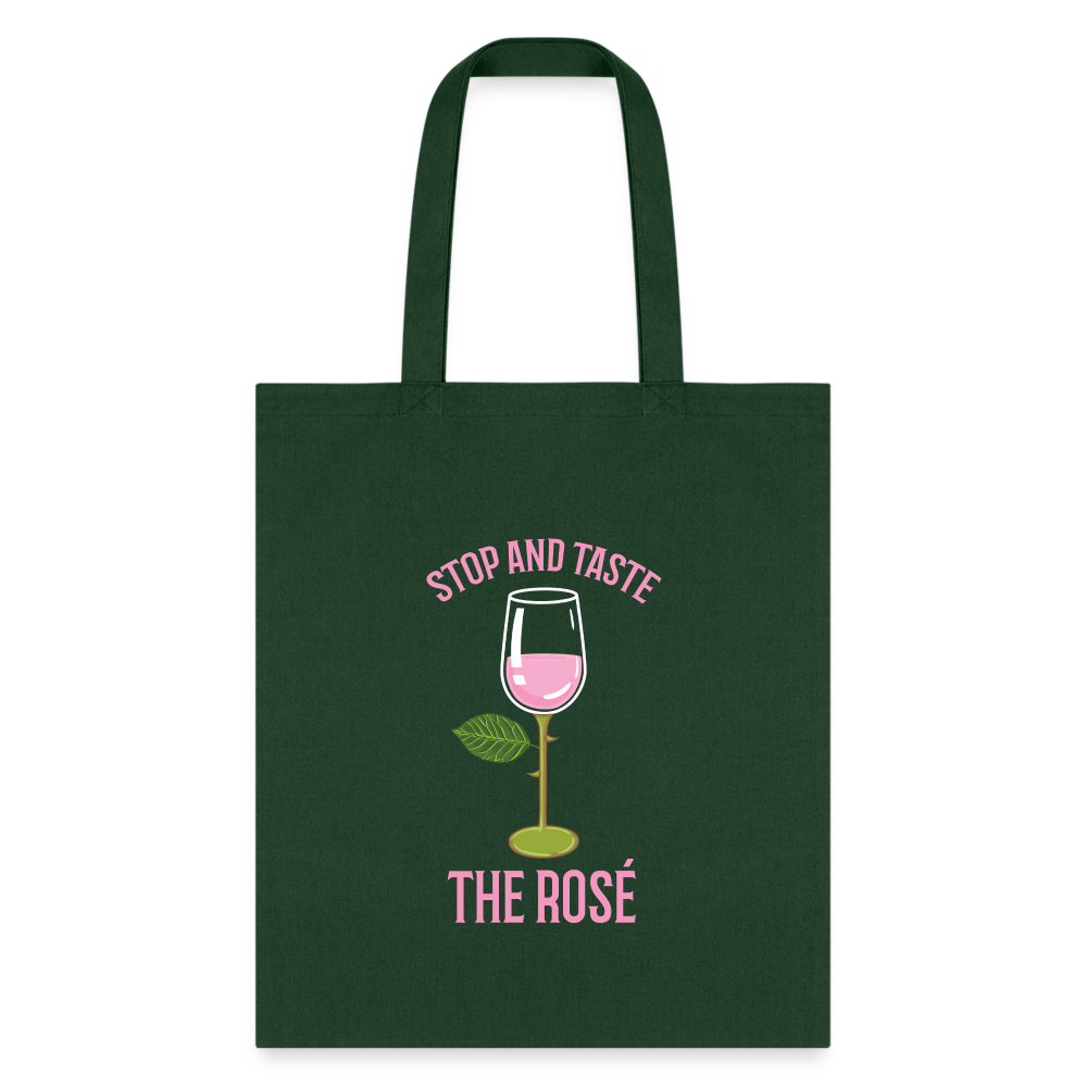 Stop and Taste the Rose Tote Bag - forest green