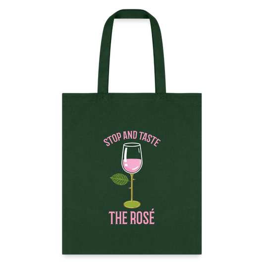 Stop and Taste the Rose Tote Bag - forest green