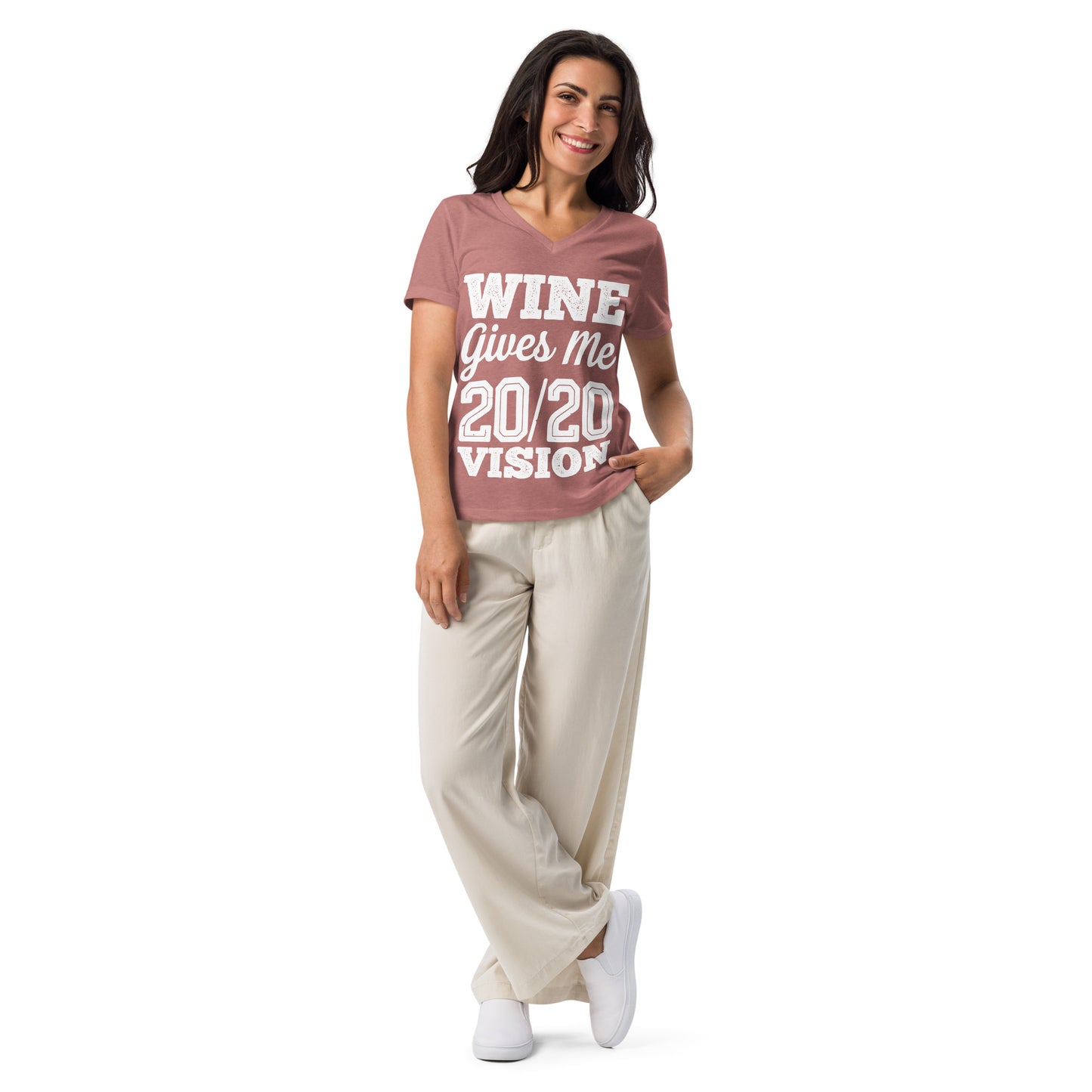 Wine Gives Me 20/20 Visio Women’s V-neck t-shirt