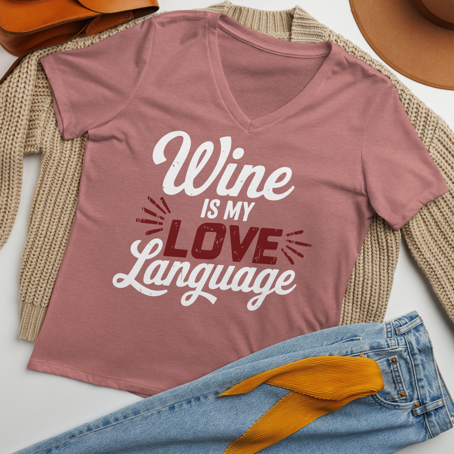 Wine is My Love Language Women’s V-neck t-shirt