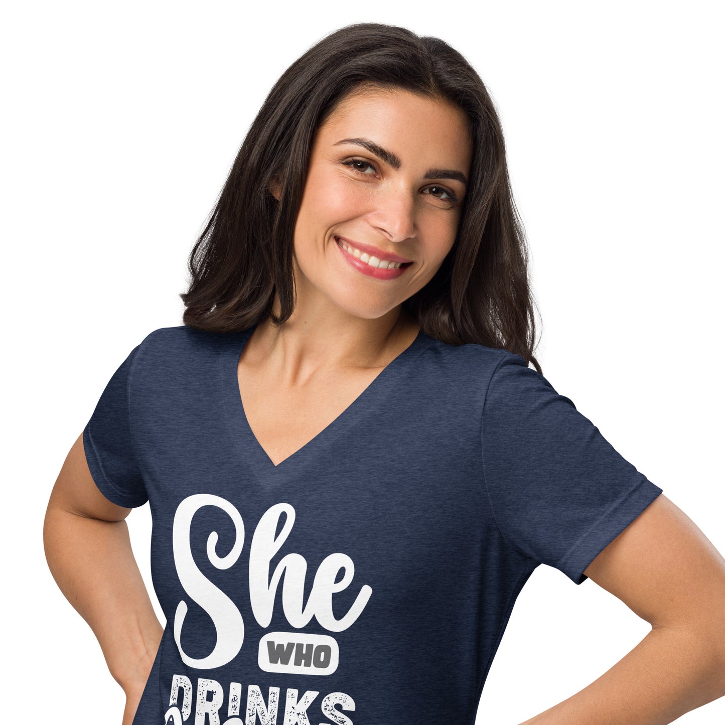 She Who Drinks Wine is Quite Divine Women’s V-neck t-shirt