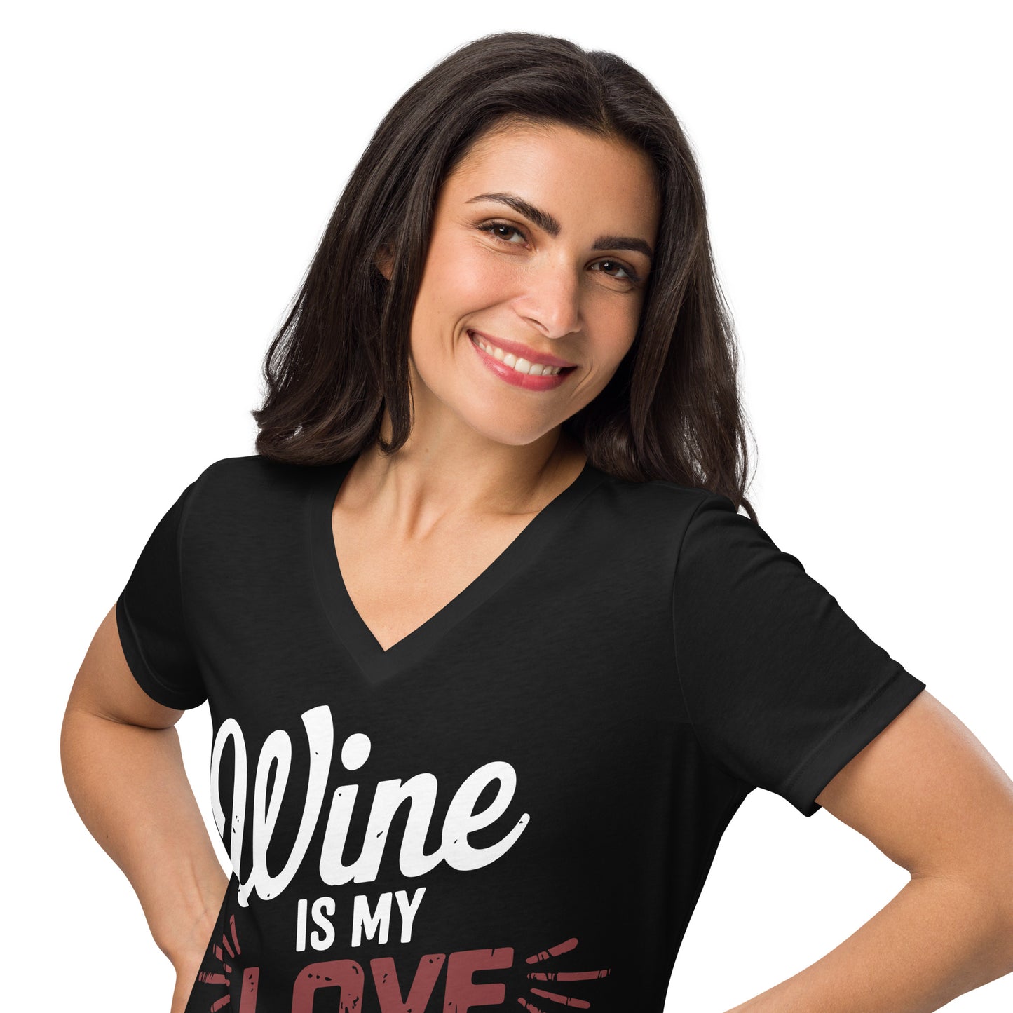 Wine is My Love Language Women’s V-neck t-shirt