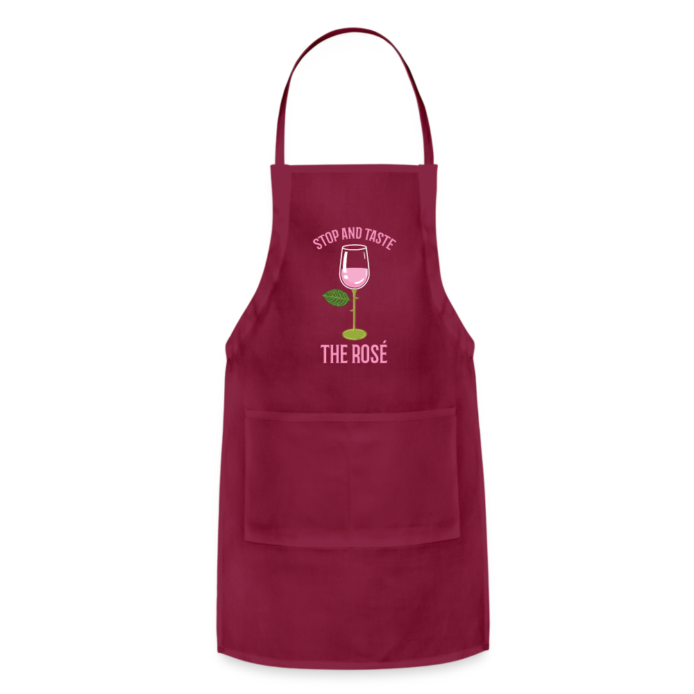 Stop and Taste the Rose - Adjustable Apron - burgundy