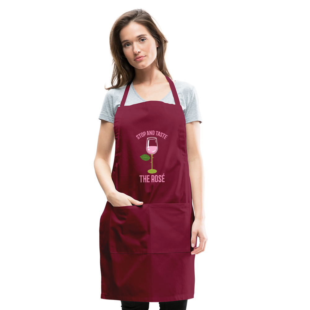 Stop and Taste the Rose - Adjustable Apron - burgundy