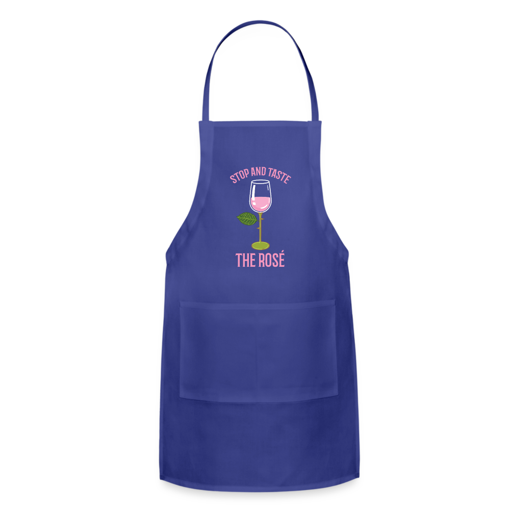 Stop and Taste the Rose - Adjustable Apron - royal blue