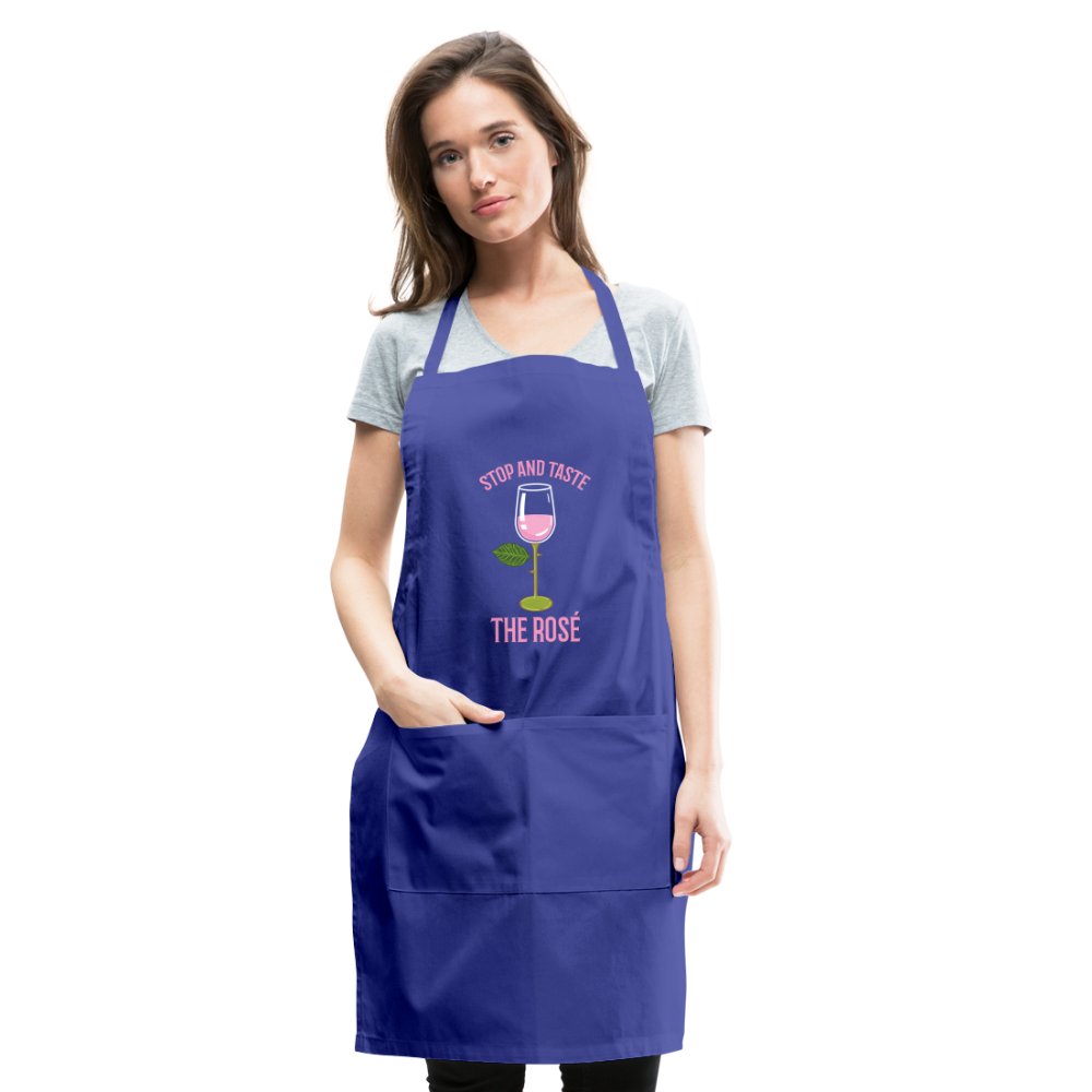 Stop and Taste the Rose - Adjustable Apron - royal blue