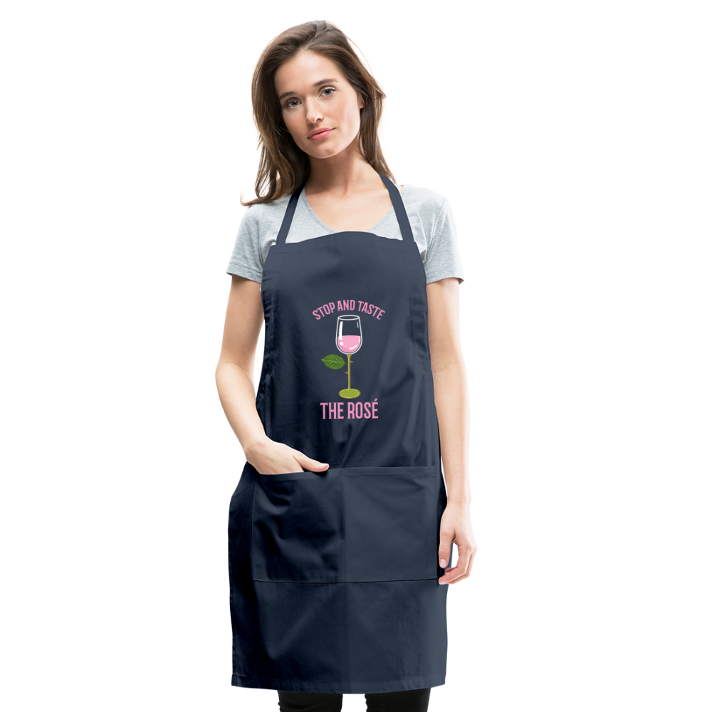 Stop and Taste the Rose - Adjustable Apron - navy