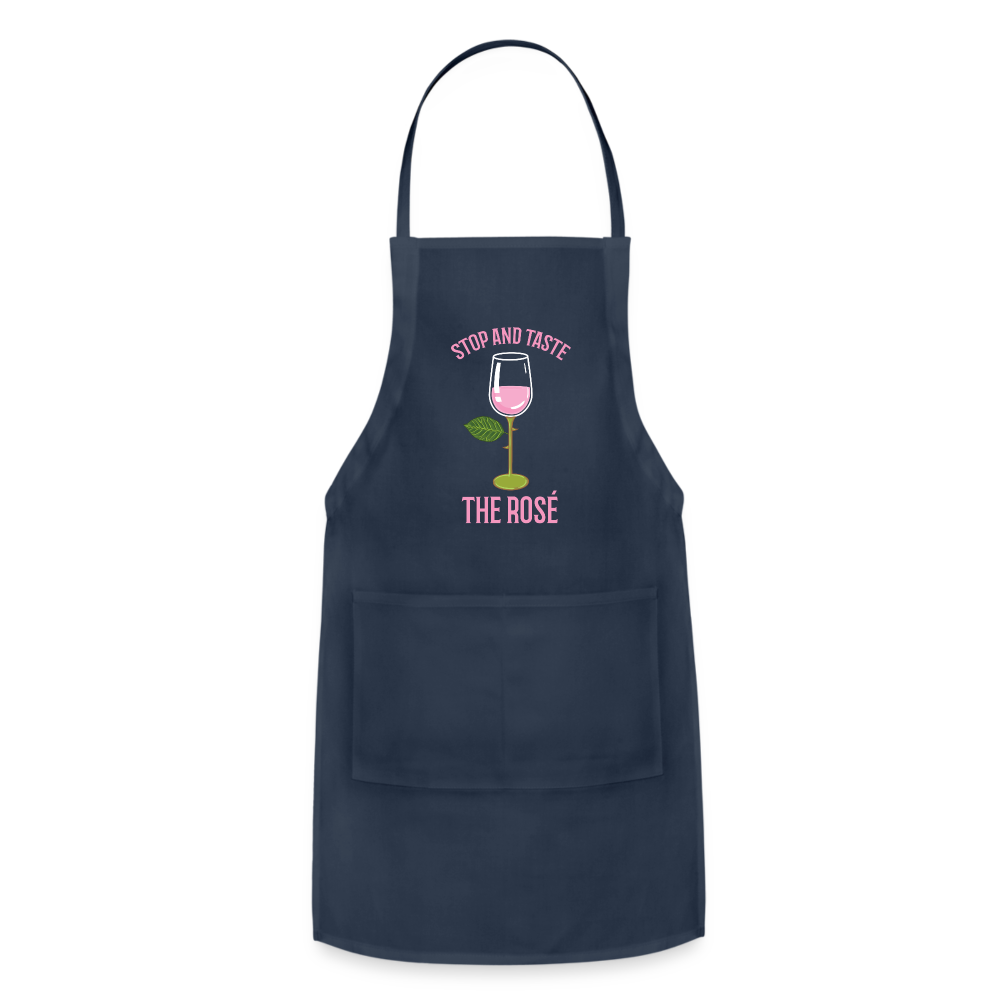 Stop and Taste the Rose - Adjustable Apron - navy