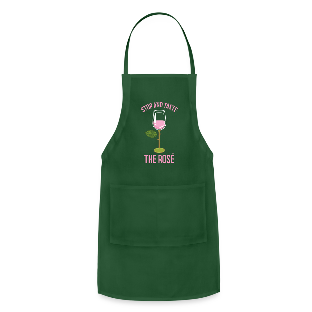 Stop and Taste the Rose - Adjustable Apron - forest green