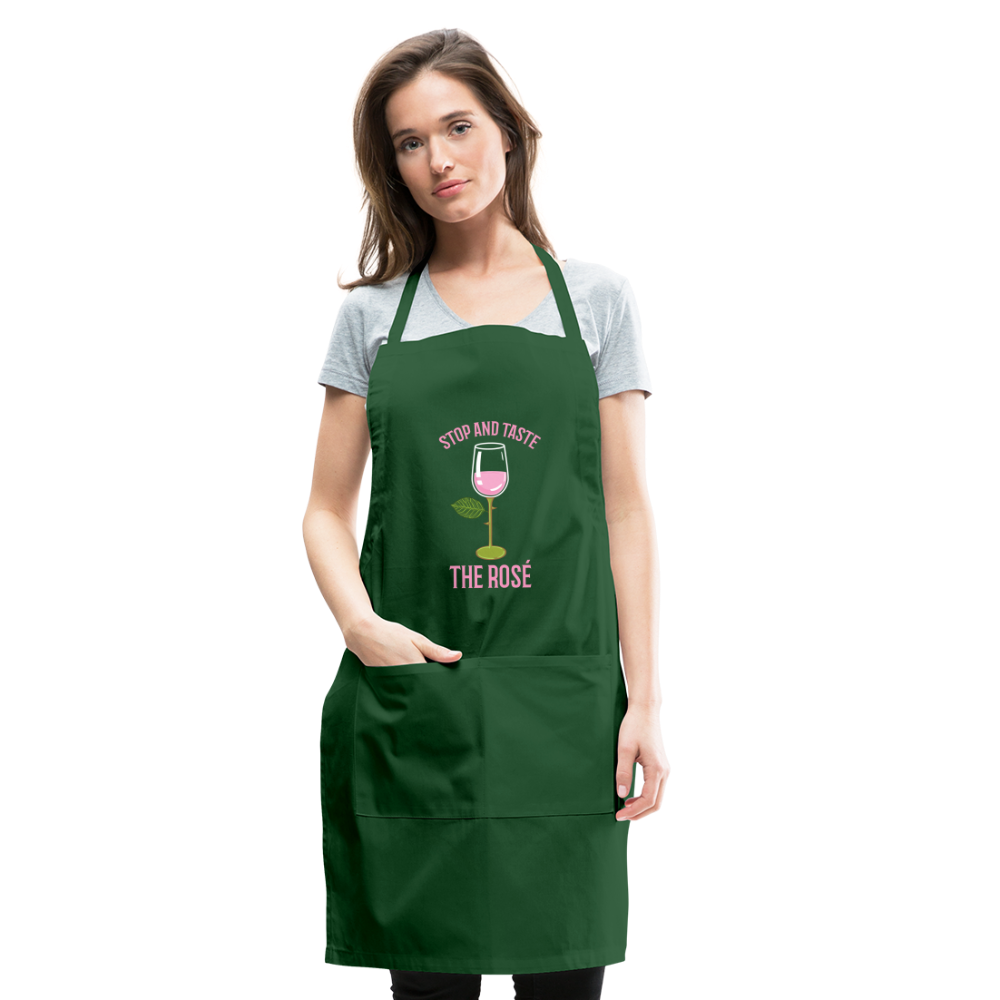 Stop and Taste the Rose - Adjustable Apron - forest green