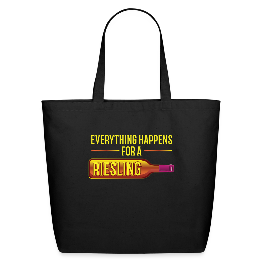 Everything Happens for a Riesling - Eco-Friendly Cotton Tote - black