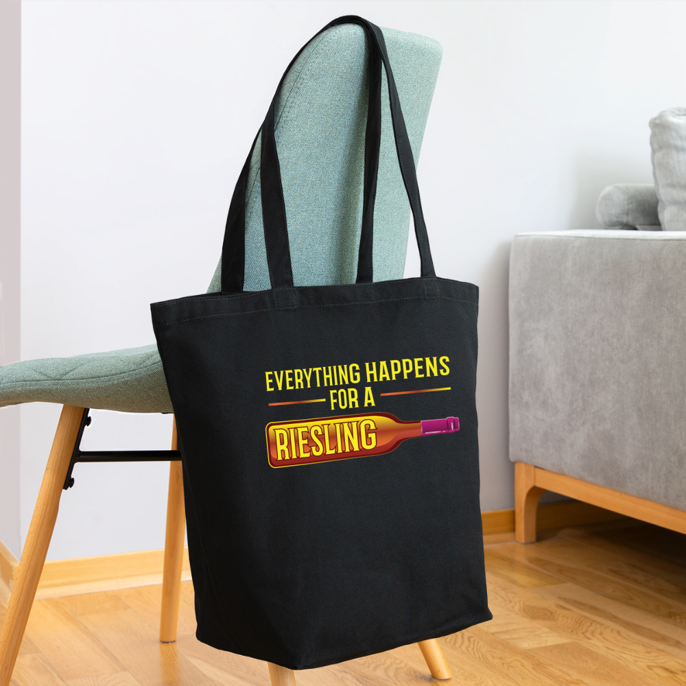 Everything Happens for a Riesling - Eco-Friendly Cotton Tote - black